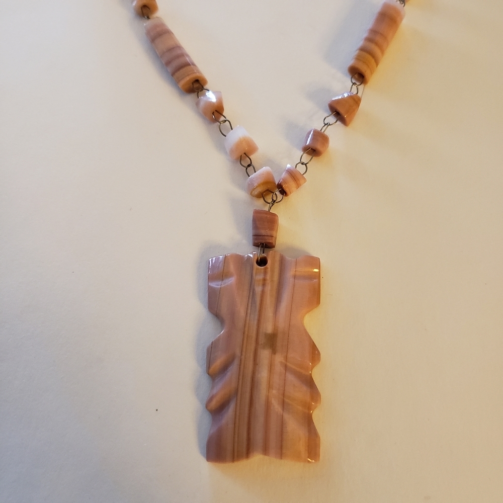 Vintage Carved Stone Tribal Necklace
